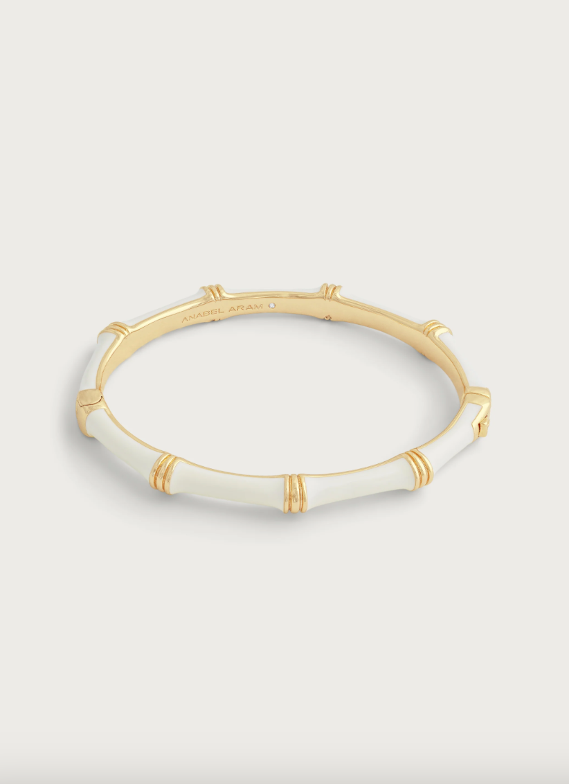 Bamboo Enamel Hinge Bangle Cream