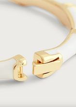 Load image into Gallery viewer, Bamboo Enamel Hinge Bangle Cream