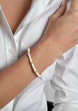 Load image into Gallery viewer, Bamboo Enamel Hinge Bangle Cream