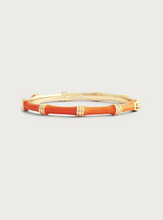 Load image into Gallery viewer, Bamboo Enamel Hinge Bangle Orange