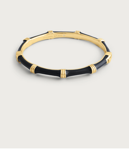 Bamboo Enamel Hinge Bangle Black