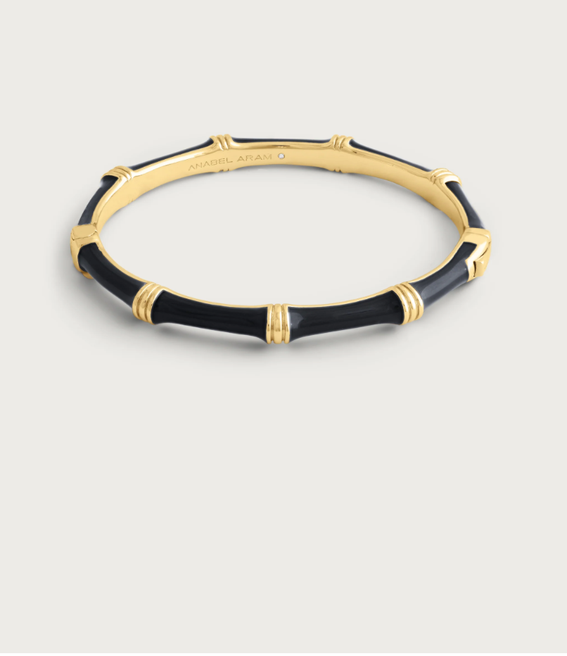 Bamboo Enamel Hinge Bangle Black