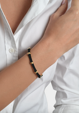 Load image into Gallery viewer, Bamboo Enamel Hinge Bangle Black