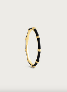 Bamboo Enamel Hinge Bangle Black