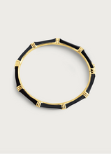 Load image into Gallery viewer, Bamboo Enamel Hinge Bangle Black