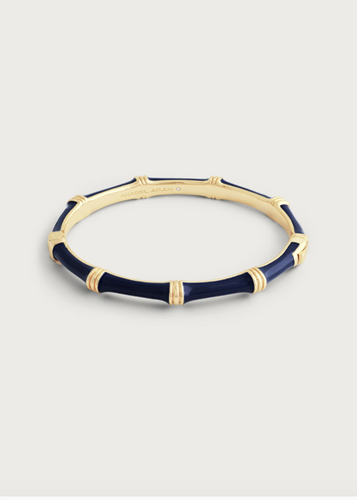 Bamboo Enameled Hinged Bangle Atlantic Navy blue