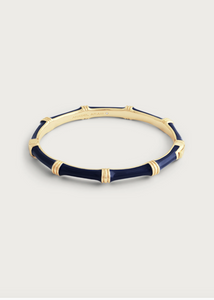 Bamboo Enameled Hinged Bangle Atlantic Navy blue