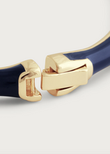 Load image into Gallery viewer, Bamboo Enameled Hinged Bangle Atlantic Navy blue