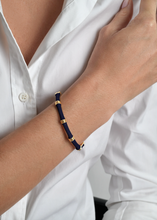 Load image into Gallery viewer, Bamboo Enameled Hinged Bangle Atlantic Navy blue