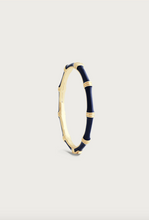 Load image into Gallery viewer, Bamboo Enameled Hinged Bangle Atlantic Navy blue