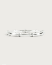 Load image into Gallery viewer, Bamboo Enamel Hinge Bangle Silver