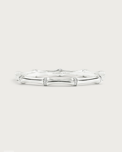 Bamboo Enamel Hinge Bangle Silver