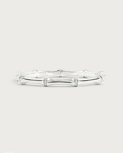 Bamboo Enamel Hinge Bangle Silver