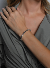 Load image into Gallery viewer, Bamboo Enamel Hinge Bangle Silver