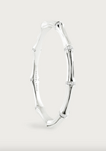 Load image into Gallery viewer, Bamboo Enamel Hinge Bangle Silver