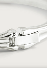Load image into Gallery viewer, Bamboo Enamel Hinge Bangle Silver