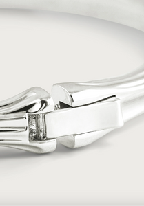 Bamboo Enamel Hinge Bangle Silver