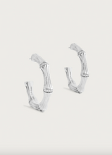 Load image into Gallery viewer, Bamboo Medium Hoop Earring Silver