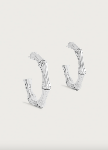 Bamboo Medium Hoop Earring Silver