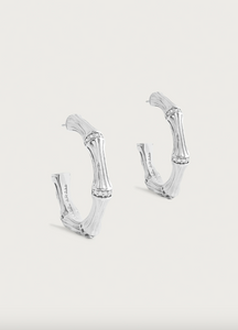 Bamboo Medium Hoop Earring Silver