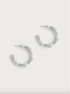 Bamboo Medium Hoop Earring Silver