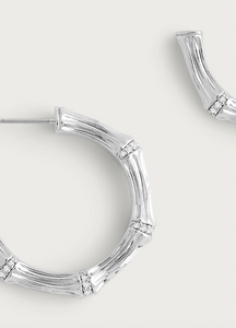 Bamboo Medium Hoop Earring Silver