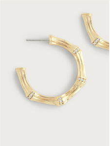 Bamboo Medium Hoop Earring Gold