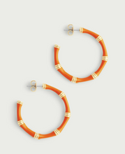 Load image into Gallery viewer, Bamboo Enameled Medium Hoop Earring Clementine