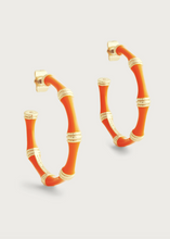 Load image into Gallery viewer, Bamboo Enameled Medium Hoop Earring Clementine
