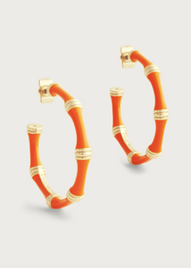 Bamboo Enameled Medium Hoop Earring Clementine