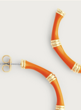 Load image into Gallery viewer, Bamboo Enameled Medium Hoop Earring Clementine