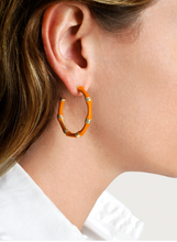 Load image into Gallery viewer, Bamboo Enameled Medium Hoop Earring Clementine