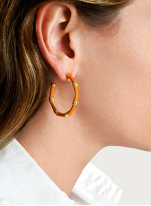 Bamboo Enameled Medium Hoop Earring Clementine