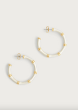 Load image into Gallery viewer, Bamboo Enameled Medium Hoop Earring Cream
