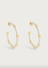 Load image into Gallery viewer, Bamboo Enameled Medium Hoop Earring Cream