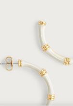 Load image into Gallery viewer, Bamboo Enameled Medium Hoop Earring Cream