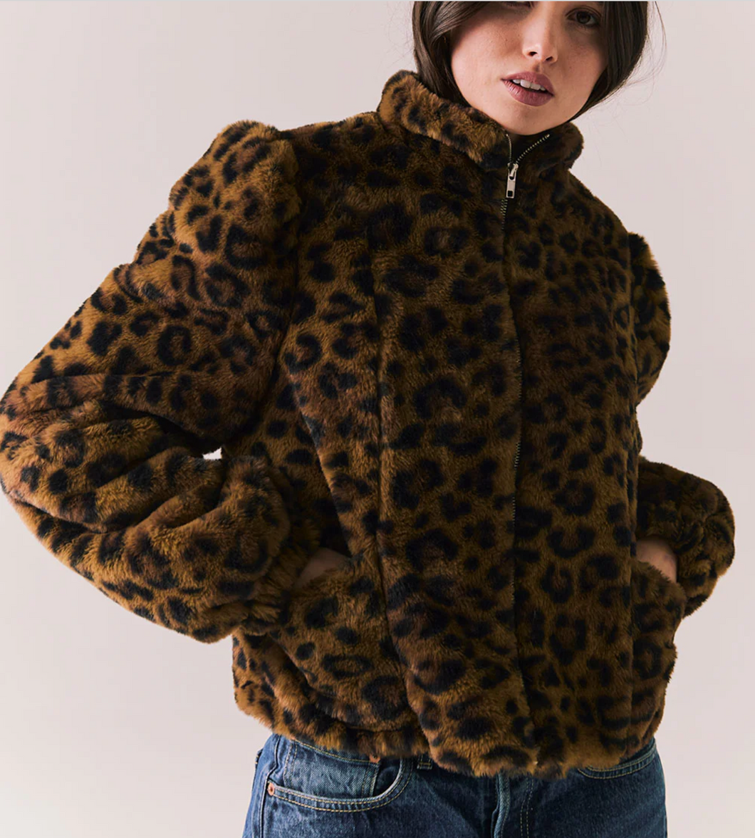 Puff Sleeve Jacket Leopard Print