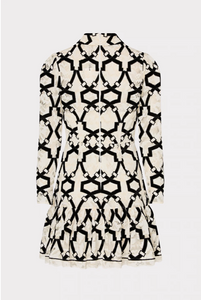 Willa Velvet Flocked Lace Mock Neck Dress