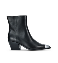 Load image into Gallery viewer, Ashton Ankle Boot Black w Silver Tip