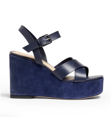 Sasha Vachetta Wedge Sandal Navy