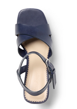 Load image into Gallery viewer, Sasha Vachetta Wedge Sandal Navy