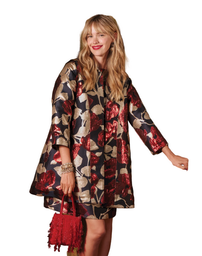 Cornelia Swing Coat Floral Jacquard
