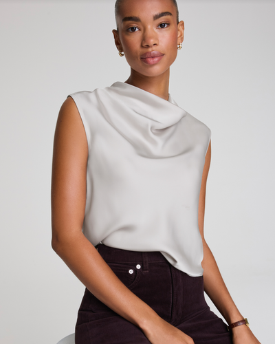 Cowl Neck Silk Top Birch