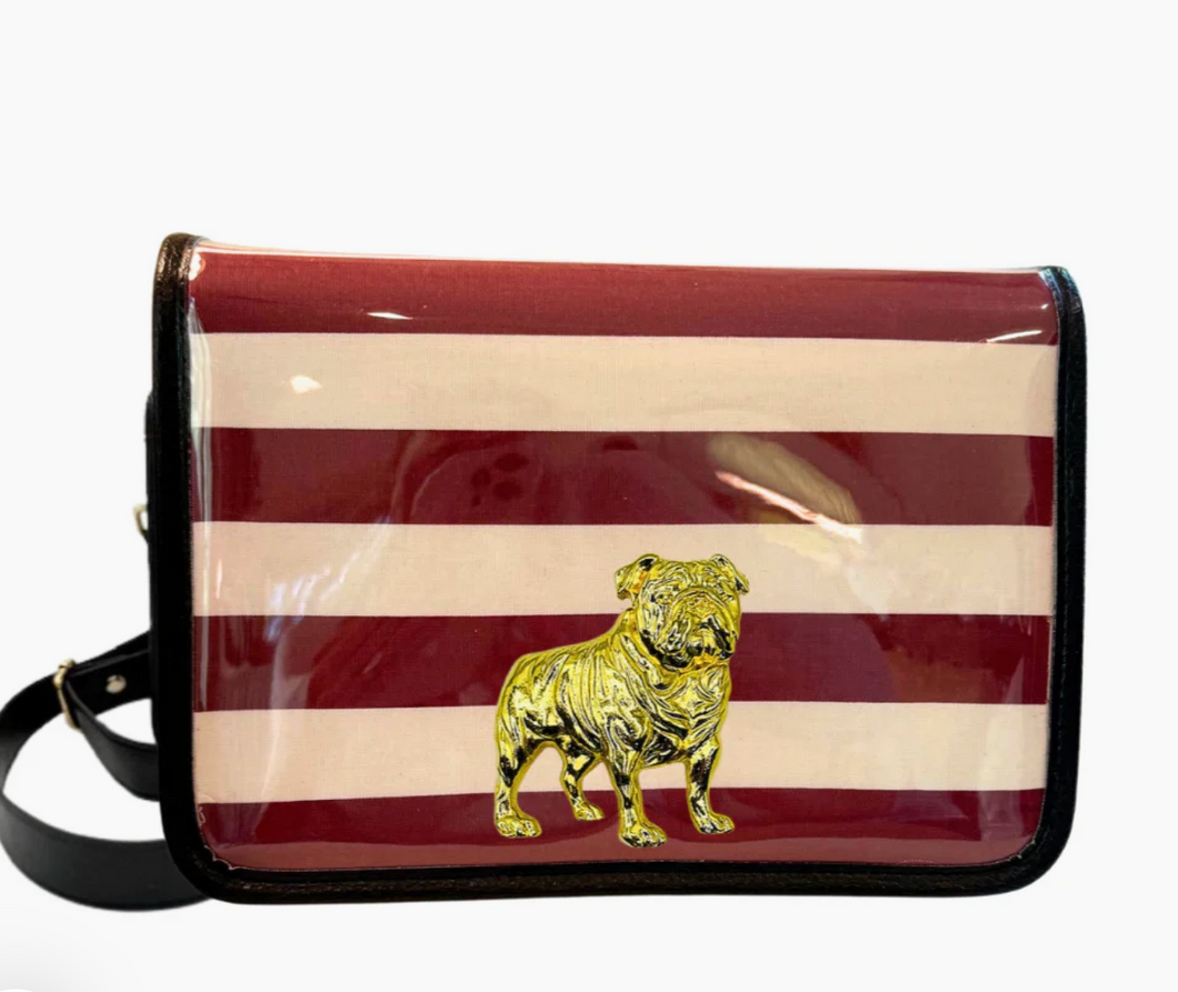 Maroon Stripe Clear Bag Bulldog