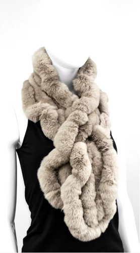Taupe Fur Ruffles Scarf