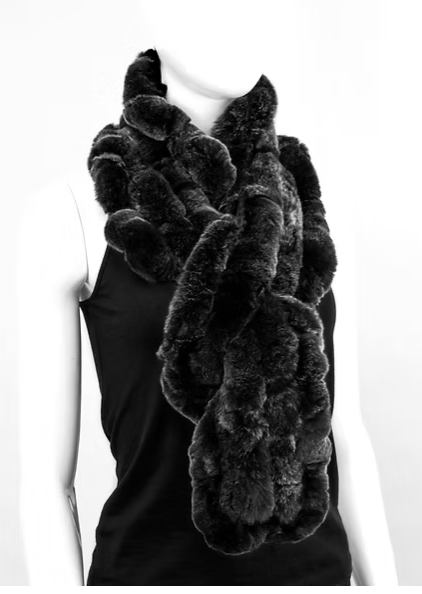 Black Fur Ruffles Scarf