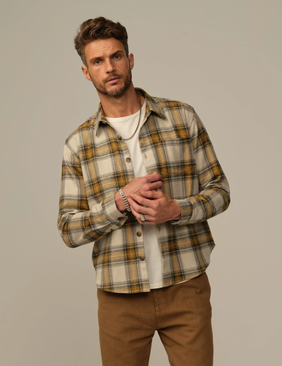 Men's Accord Flannel Shirt Mustard Plaid
