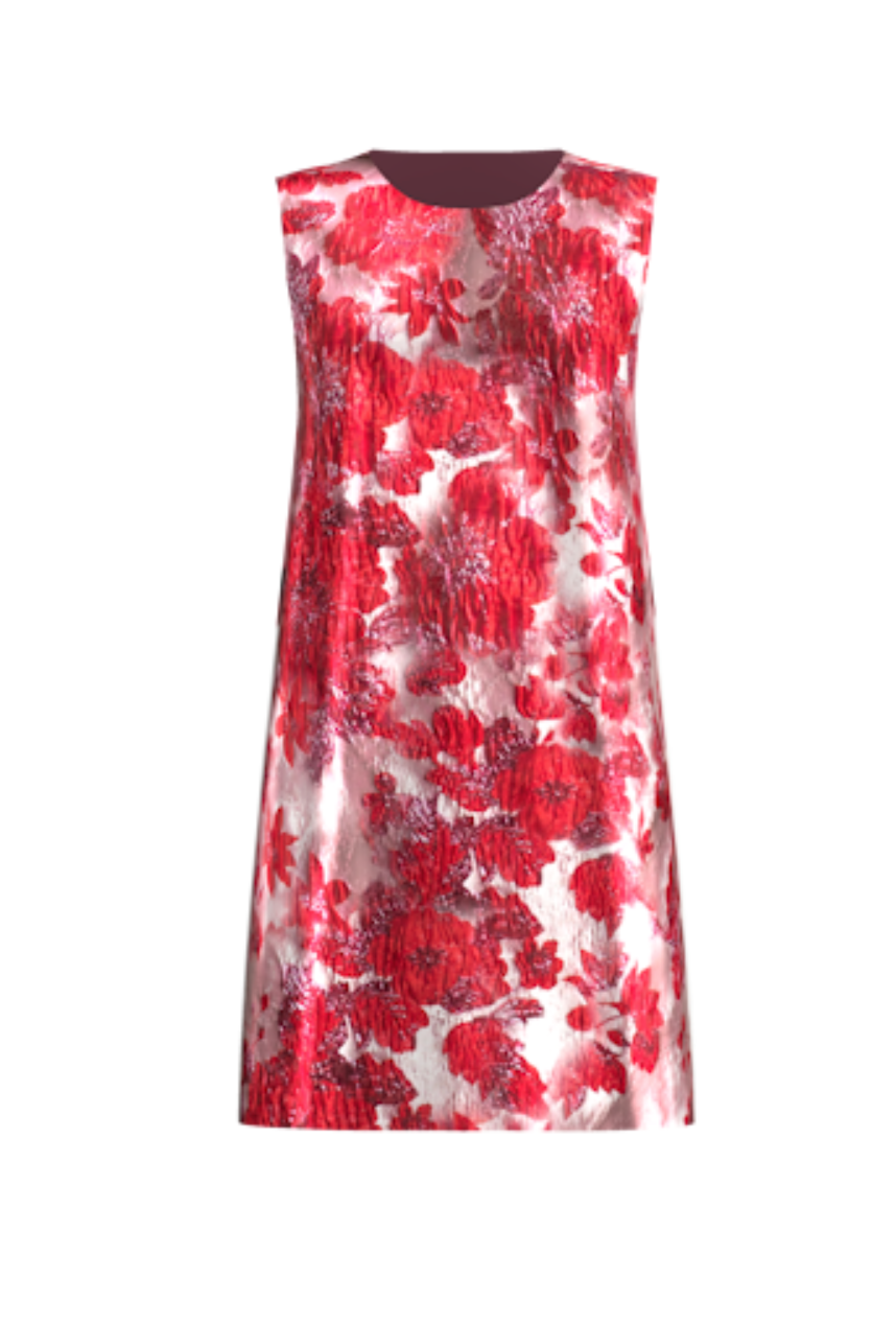 Lilly Shift Dress Metallic Floral Jacquard