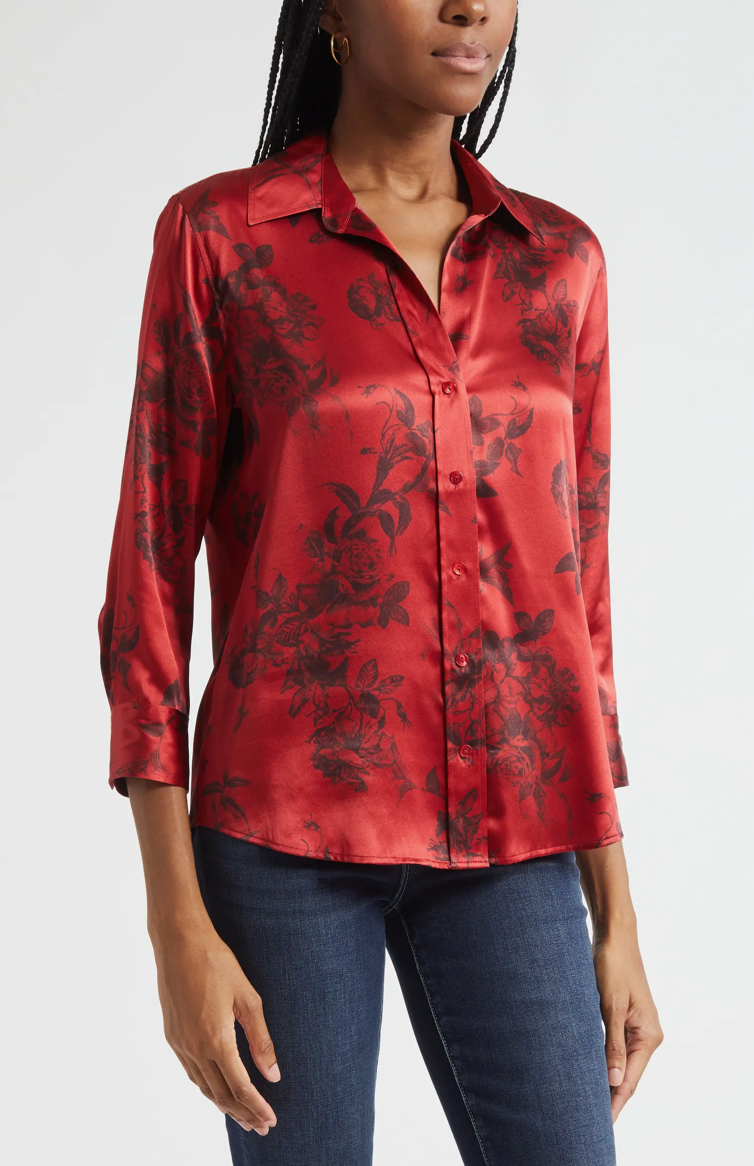 Dani 3/4 Sleeve Blouse Painterfly Flower