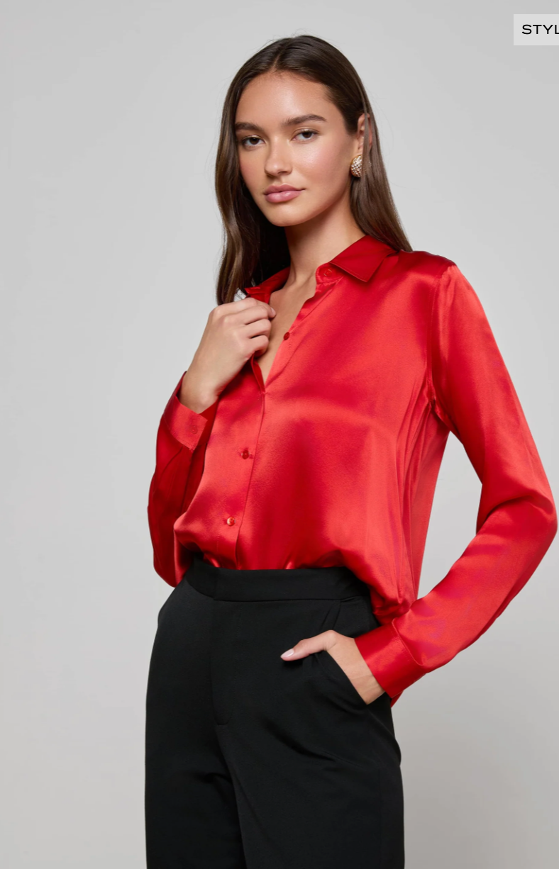 Tyler LS Blouse Painterfly Red